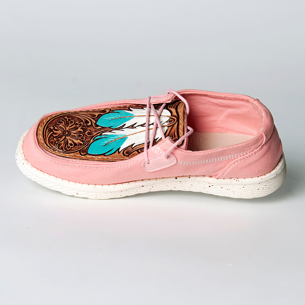 American Darling ADFT133PK3 Hand tooled carved genuine leather trim lightweight shoe footwear slip on