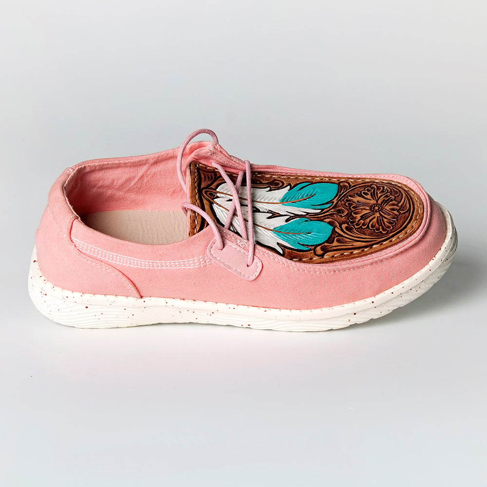 American Darling ADFT133PK3 Hand tooled carved genuine leather trim lightweight shoe footwear slip on