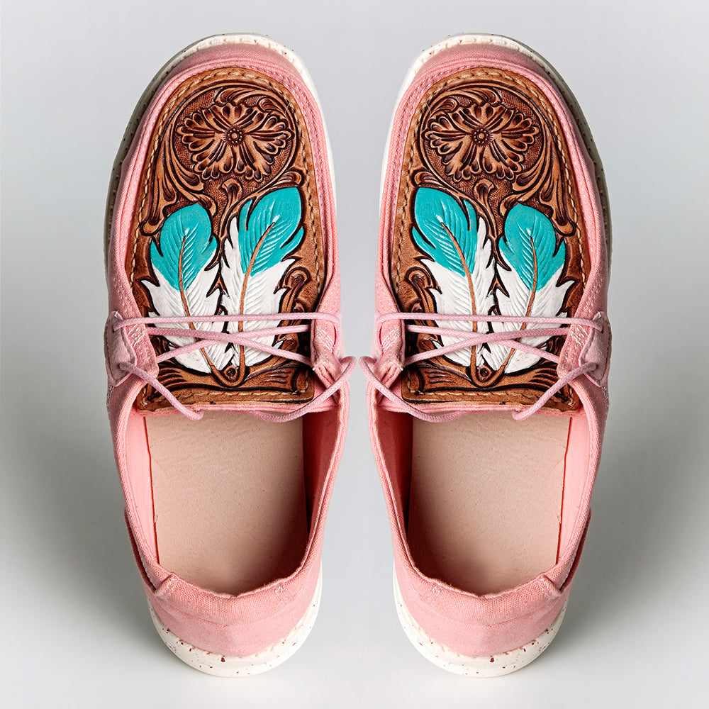 American Darling ADFT133PK3 Hand tooled carved genuine leather trim lightweight shoe footwear slip on