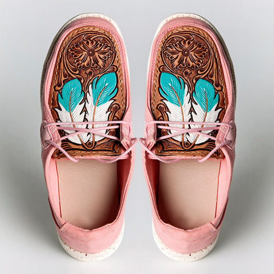 American Darling ADFT133PK3 Hand tooled carved genuine leather trim lightweight shoe footwear slip on