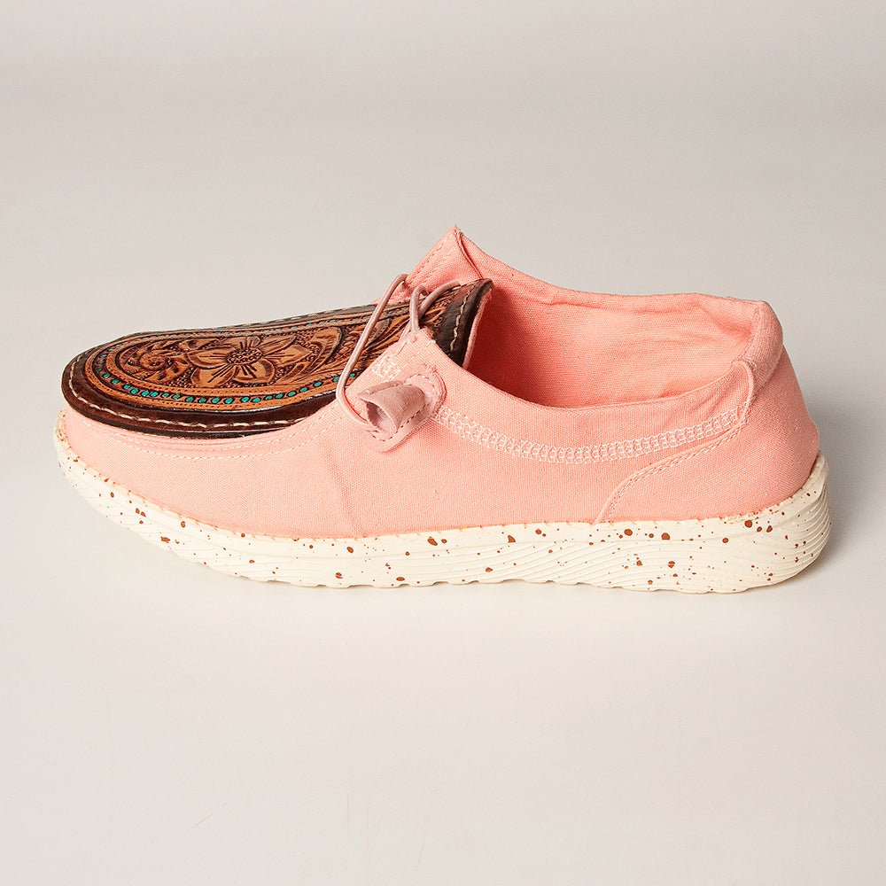 American Darling ADFT133PK9 Hand tooled carved genuine leather trim lightweight shoe footwear slip on