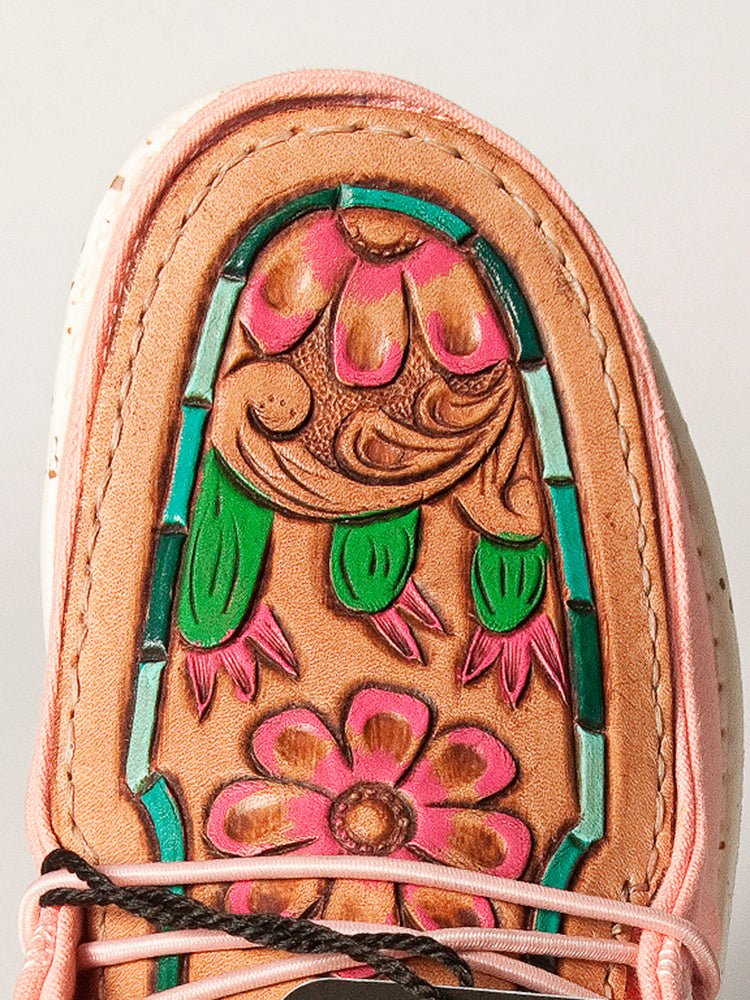 American Darling ADFT133PK10 Hand tooled carved genuine leather trim lightweight shoe footwear slip on