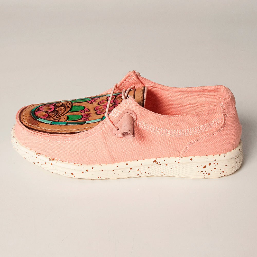 American Darling ADFT133PK10 Hand tooled carved genuine leather trim lightweight shoe footwear slip on