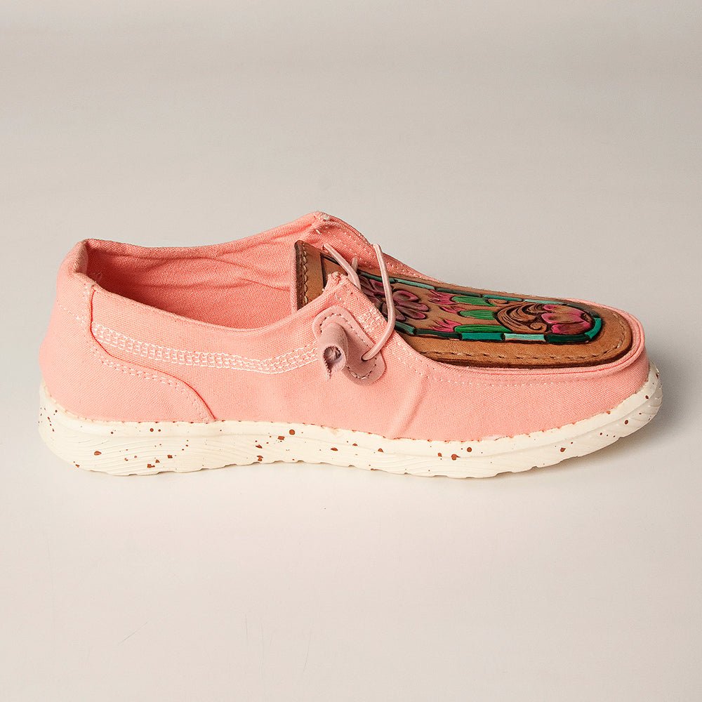 American Darling ADFT133PK10 Hand tooled carved genuine leather trim lightweight shoe footwear slip on