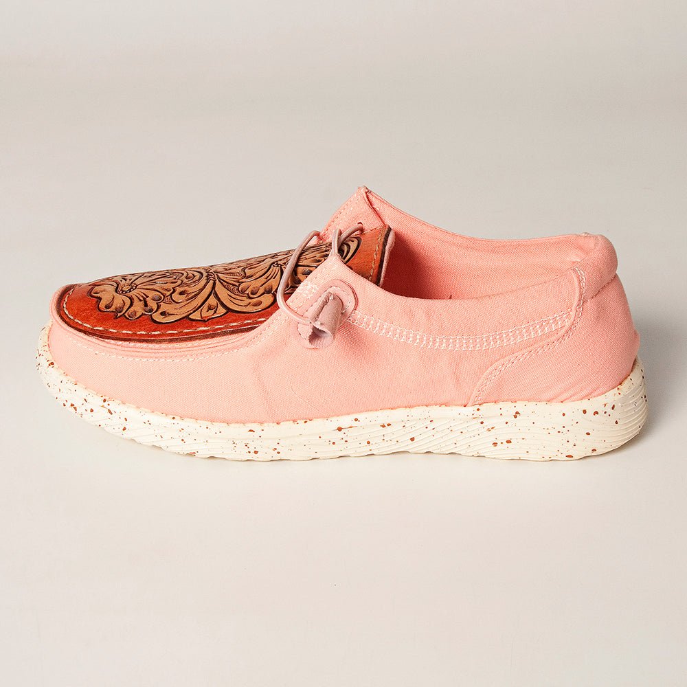 American Darling ADFT133PK11 Hand tooled carved genuine leather trim lightweight shoe footwear slip on