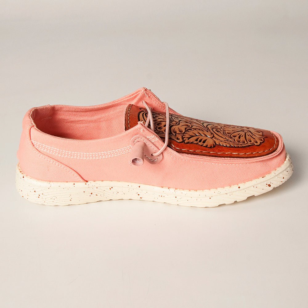 American Darling ADFT133PK11 Hand tooled carved genuine leather trim lightweight shoe footwear slip on