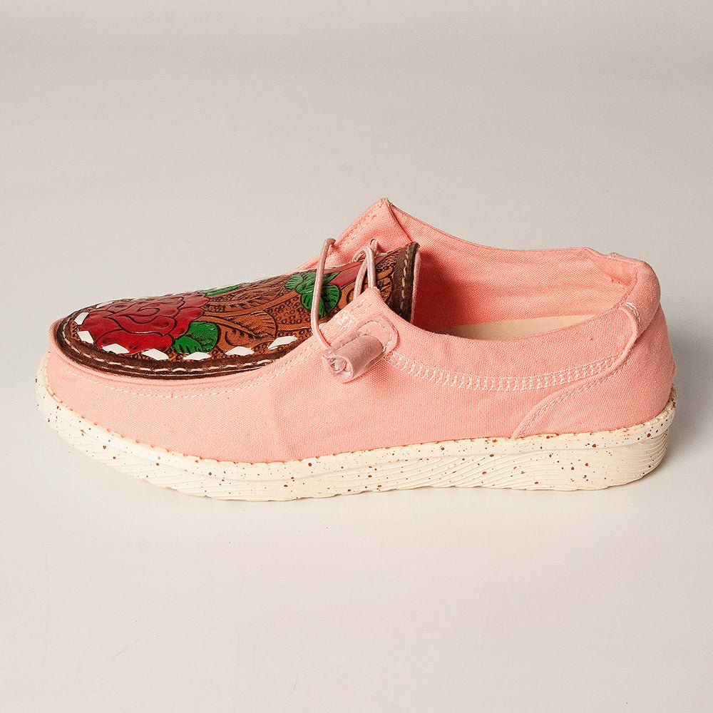 American Darling ADFT133PK12 Hand tooled carved genuine leather trim lightweight shoe footwear slip on