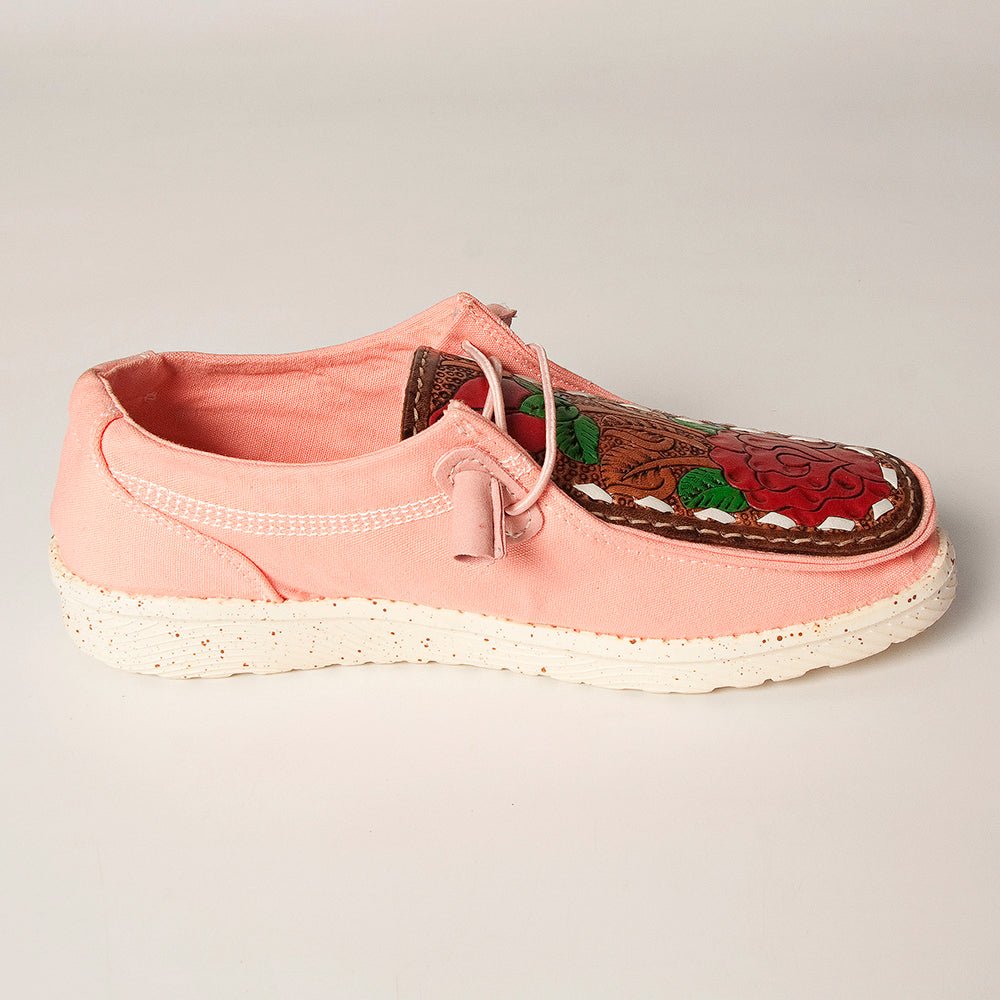 American Darling ADFT133PK12 Hand tooled carved genuine leather trim lightweight shoe footwear slip on