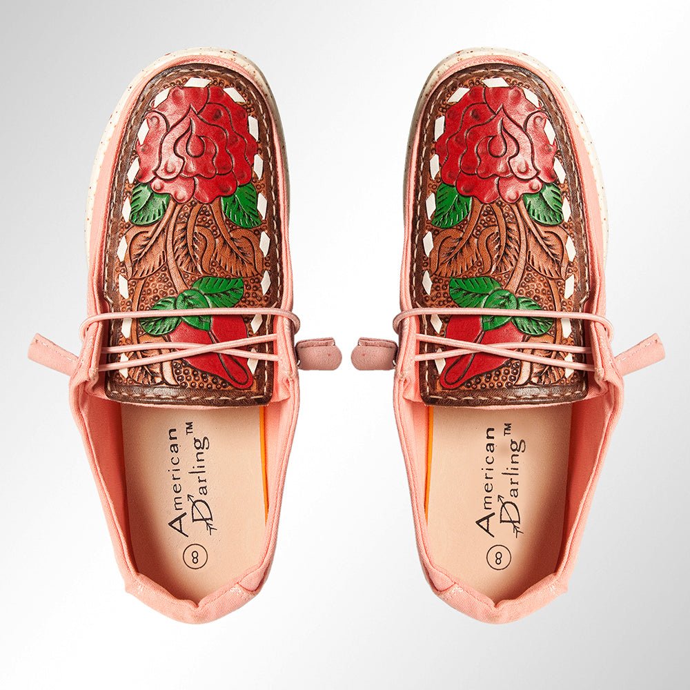 American Darling ADFT133PK12 Hand tooled carved genuine leather trim lightweight shoe footwear slip on