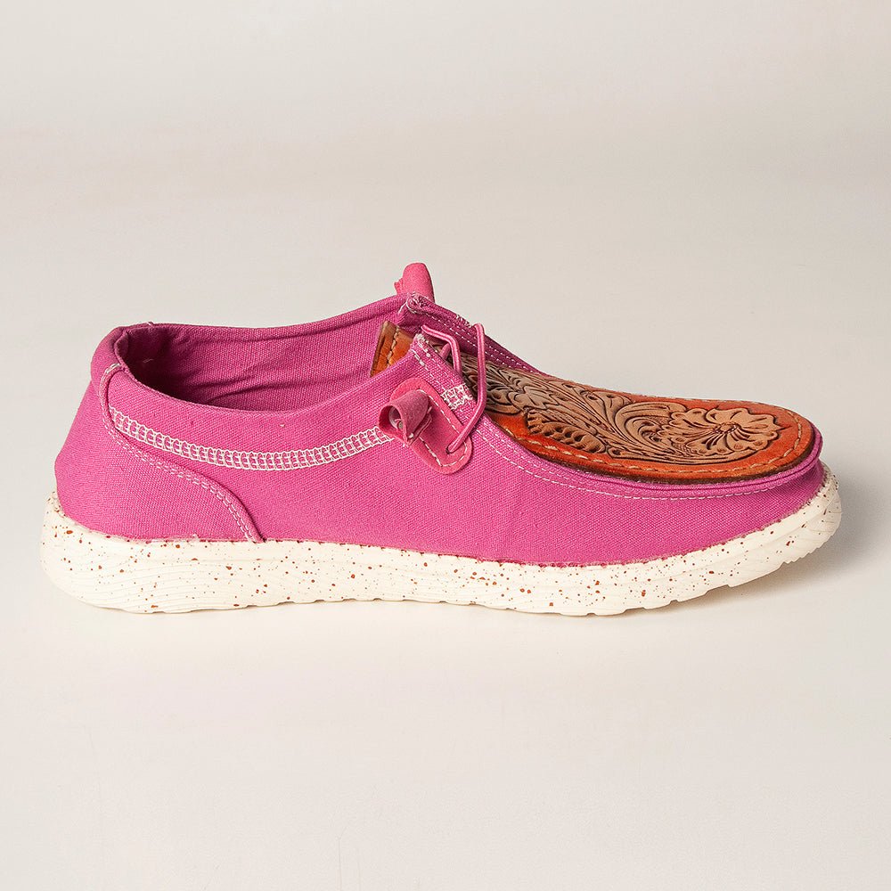 American Darling ADFT133PU11 Hand tooled carved genuine leather trim lightweight shoe footwear slip on