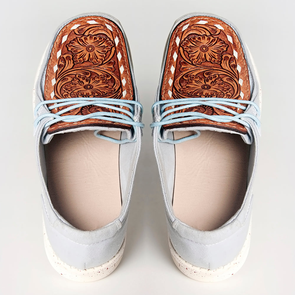 American Darling ADFT133SB4 Hand tooled carved genuine leather trim lightweight shoe footwear slip on