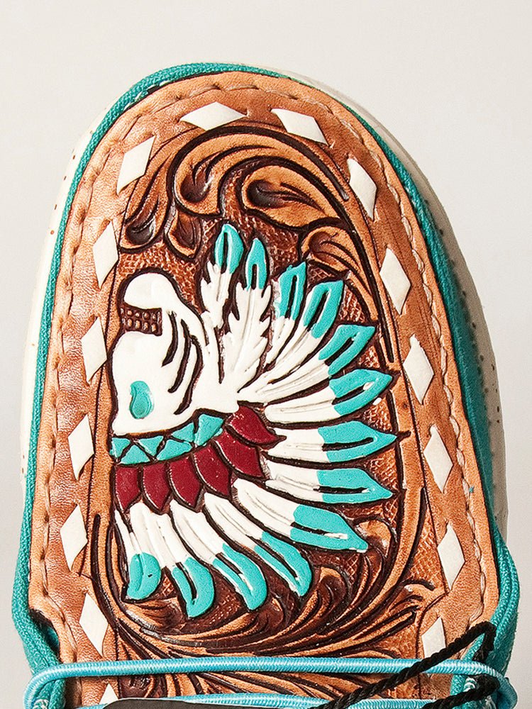 American Darling ADFT133TR1 Hand tooled carved genuine leather trim lightweight shoe footwear slip on