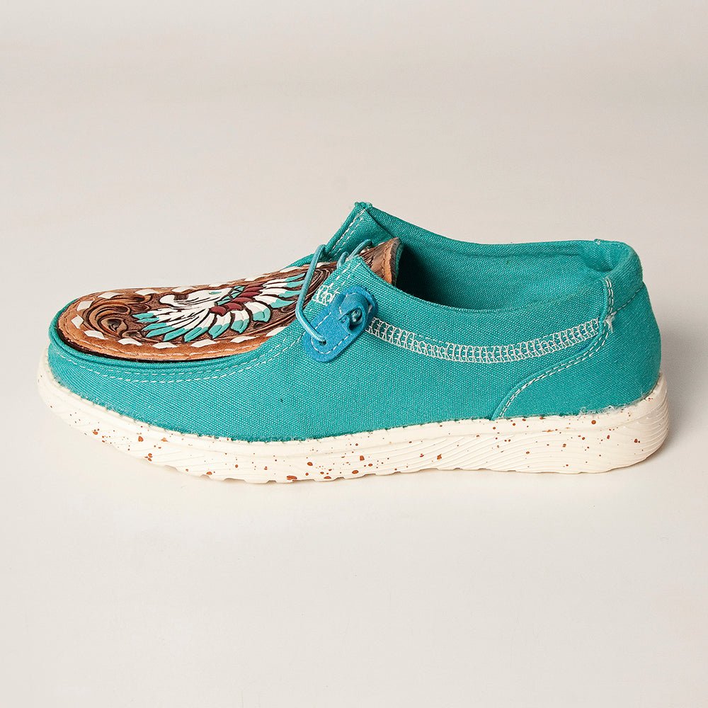 American Darling ADFT133TR1 Hand tooled carved genuine leather trim lightweight shoe footwear slip on