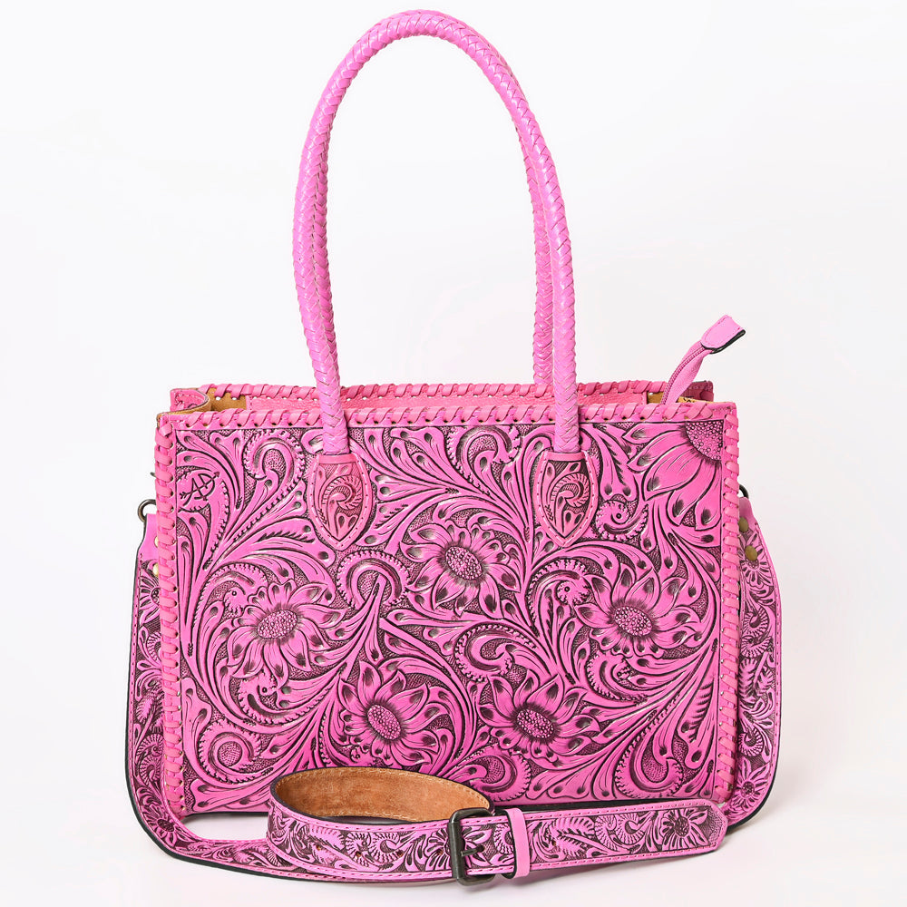 American Darling Tote Hand Tooled Genuine Leather Western Women Bag Handbag Purse | Pink | Western Tote Bag | Travel Tote Bags