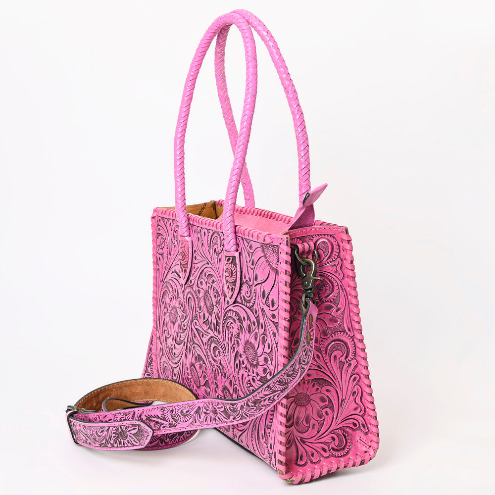 American Darling Tote Hand Tooled Genuine Leather Western Women Bag Handbag Purse | Pink | Western Tote Bag | Travel Tote Bags