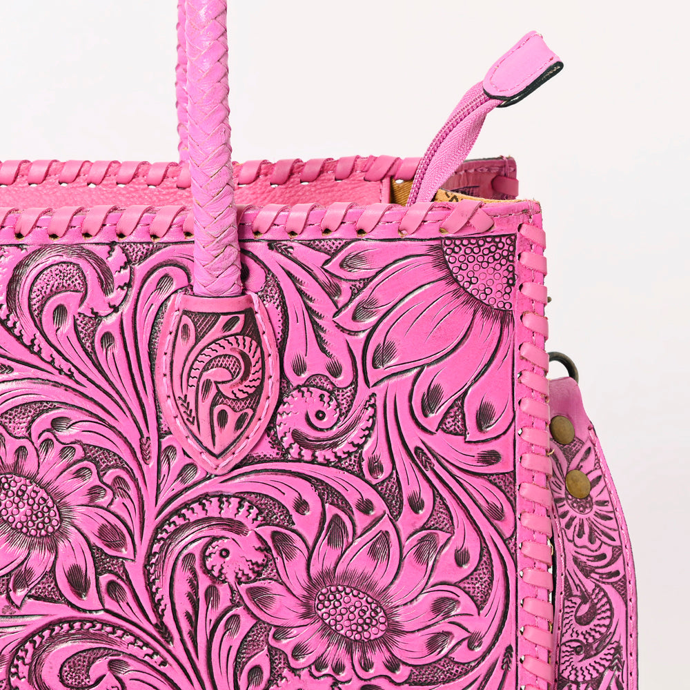 American Darling Tote Hand Tooled Genuine Leather Western Women Bag Handbag Purse | Pink | Western Tote Bag | Travel Tote Bags
