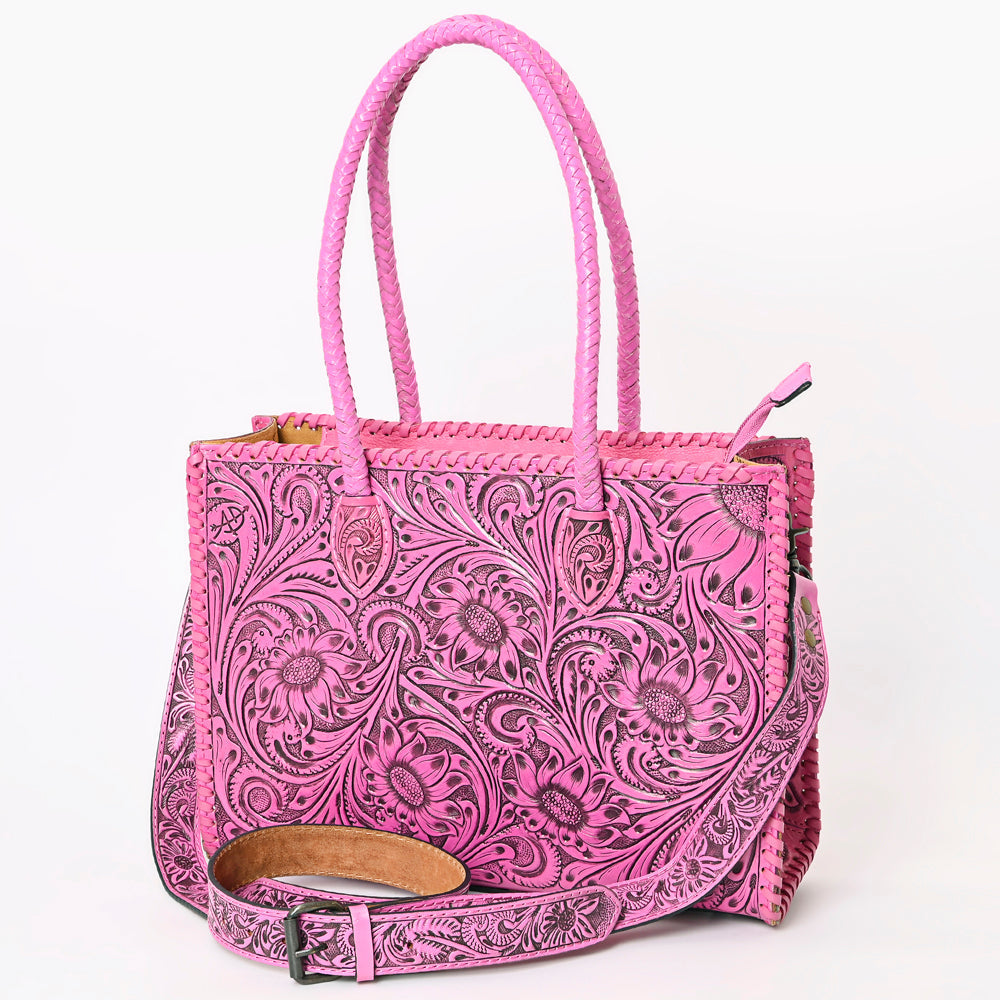 American Darling Tote Hand Tooled Genuine Leather Western Women Bag Handbag Purse | Pink | Western Tote Bag | Travel Tote Bags