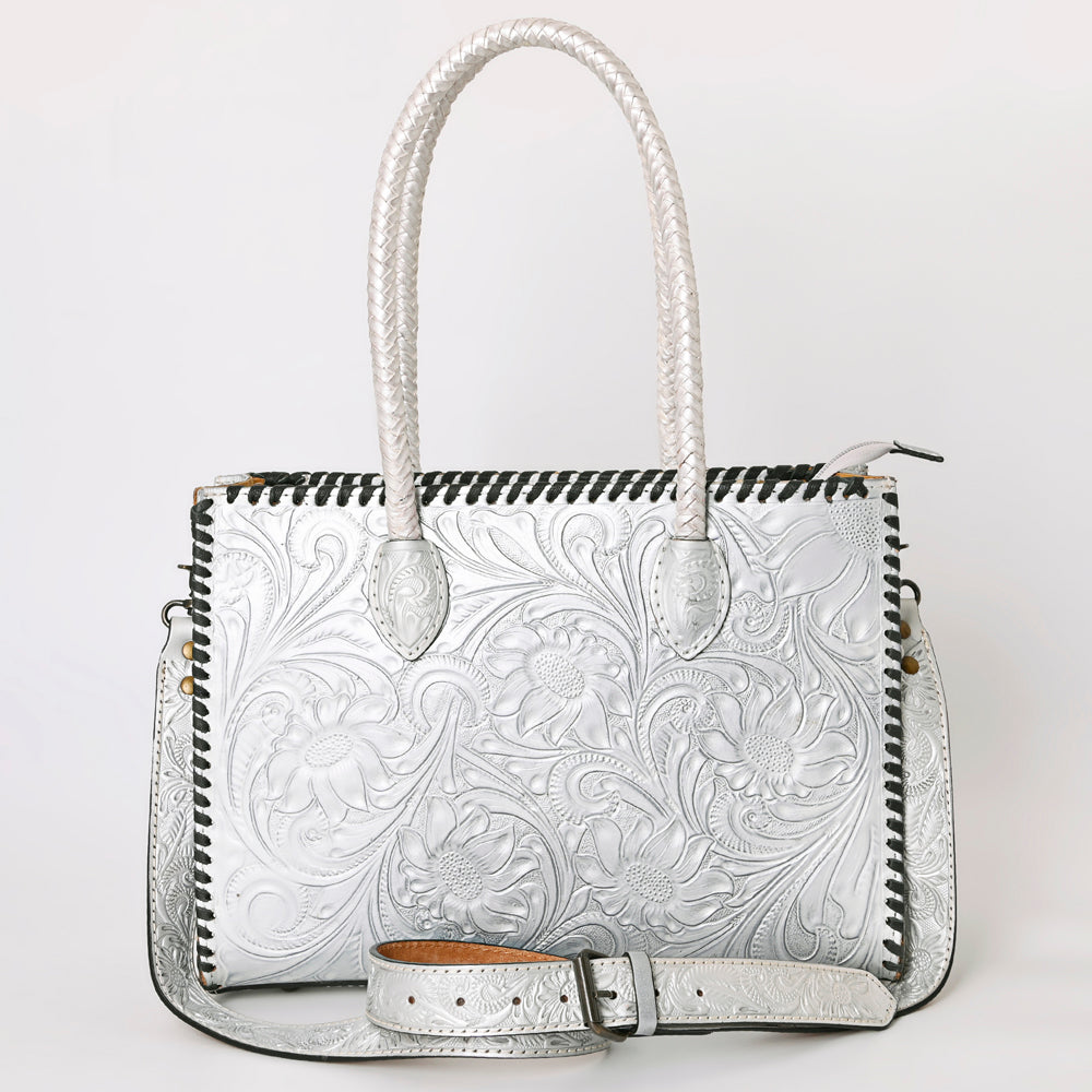 American Darling Tote Hand Tooled Genuine Leather Western Women Bag Handbag Purse | White | Western Tote Bag | Travel Tote Bags