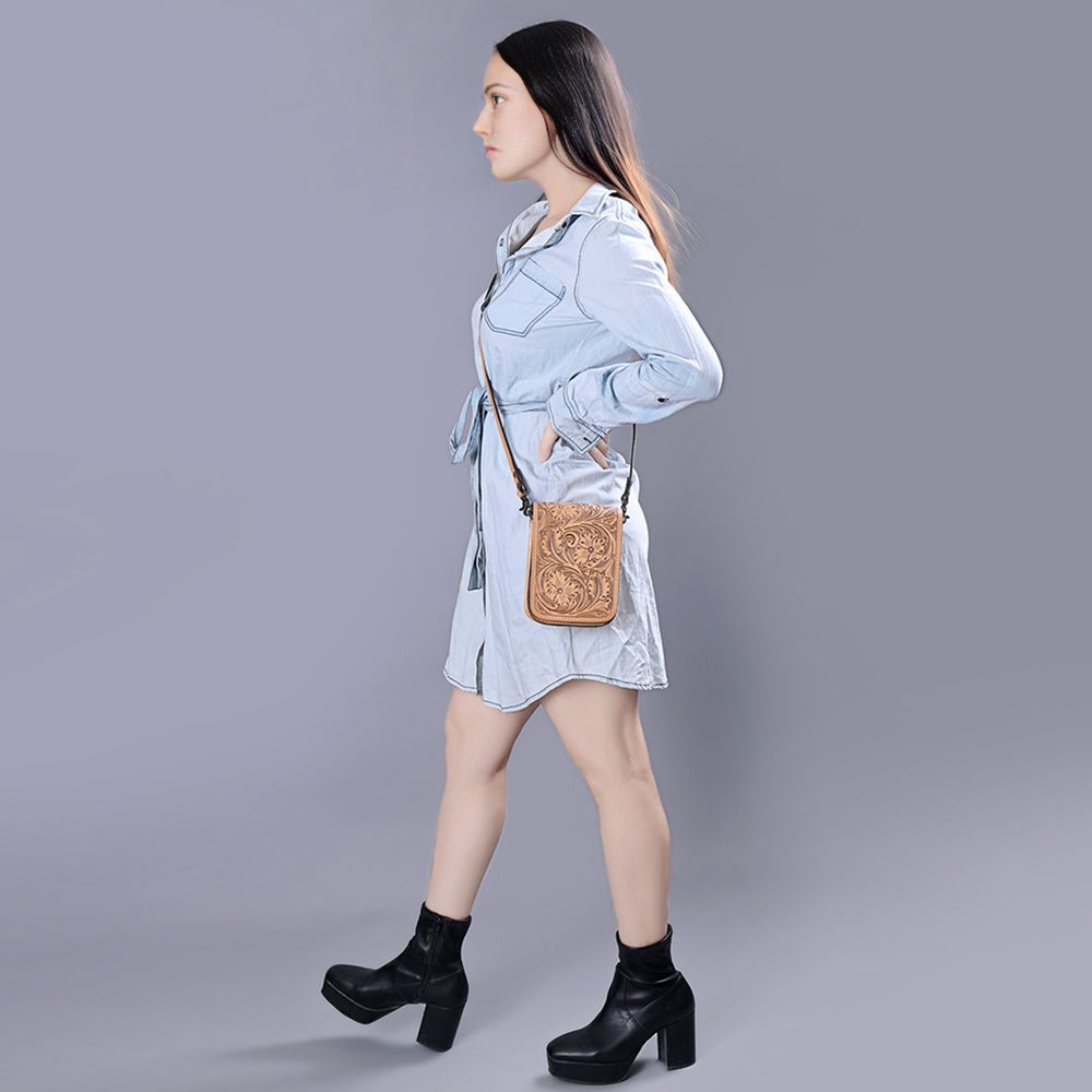 American Darling Cell Phone Holder Hand Tooled Genuine Leather women bag western handbag purse