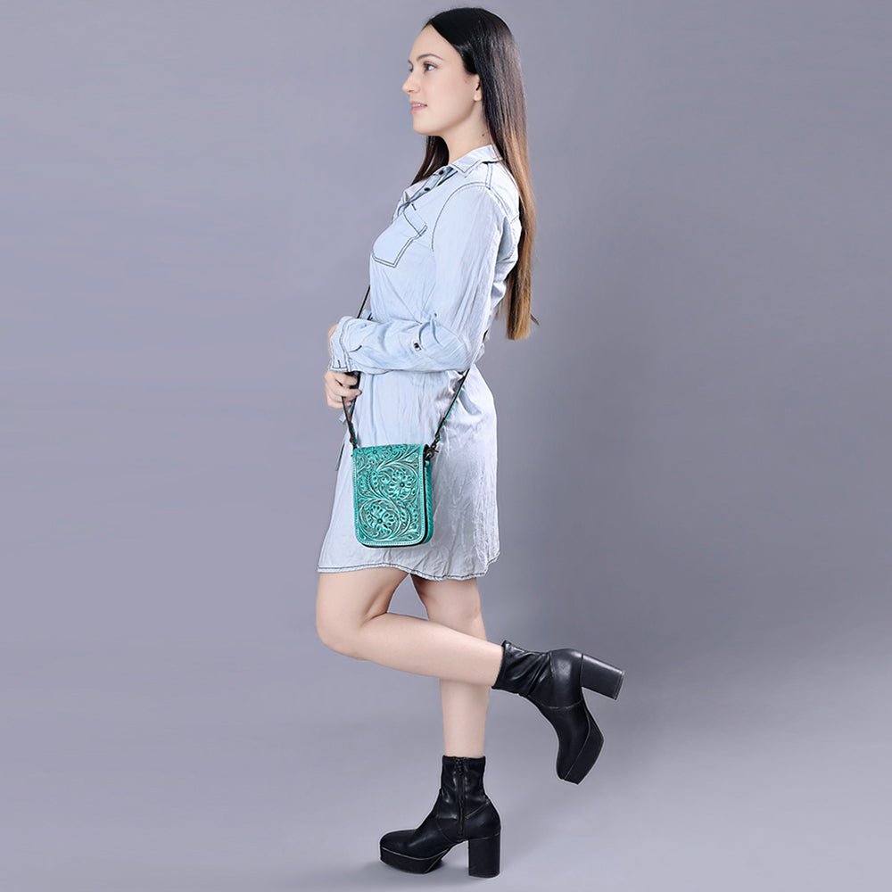 American Darling Cell Phone Holder Hand Tooled Genuine Leather women bag western handbag purse