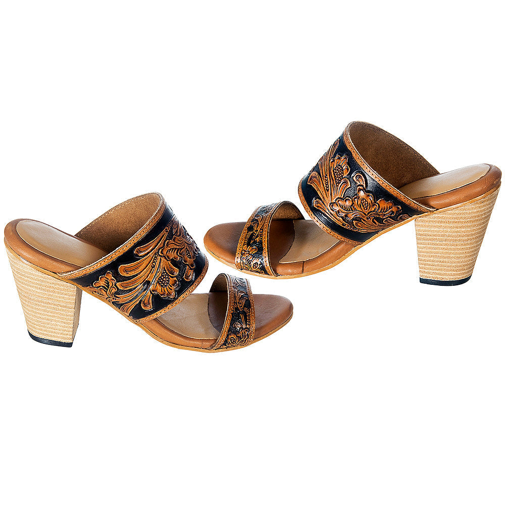 American Darling ADFT111 Hand tooled carved genuine leather sandal footwear flip flop