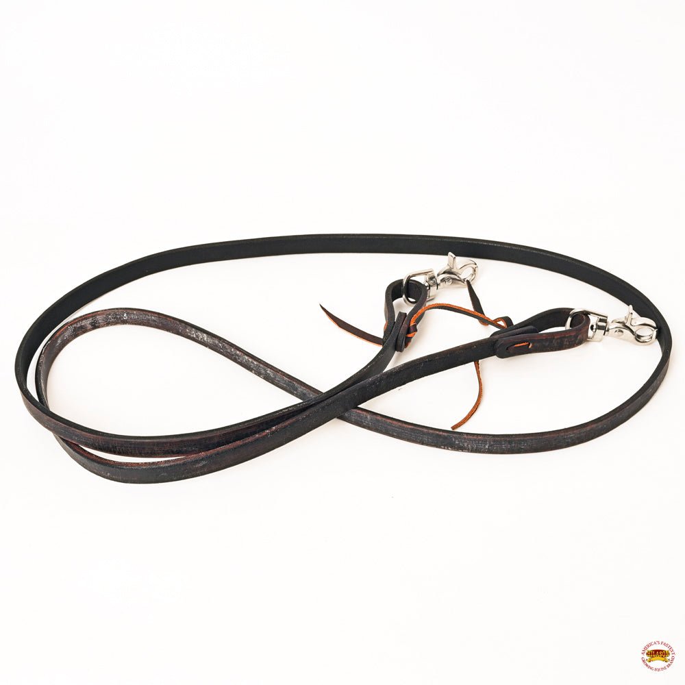 Hilason Western Horse American Leather Latigo Ends Roper Reins  Dark Brown
