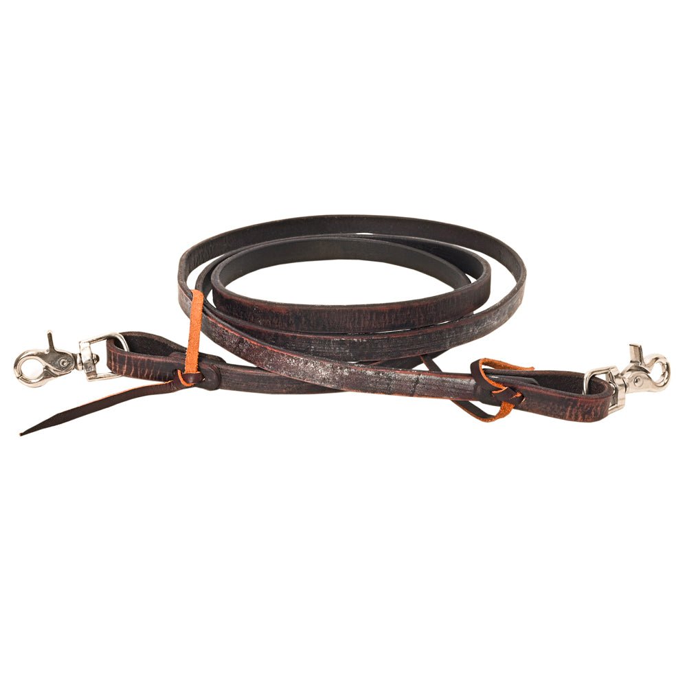 Hilason Western Horse American Leather Latigo Ends Roper Reins  Dark Brown