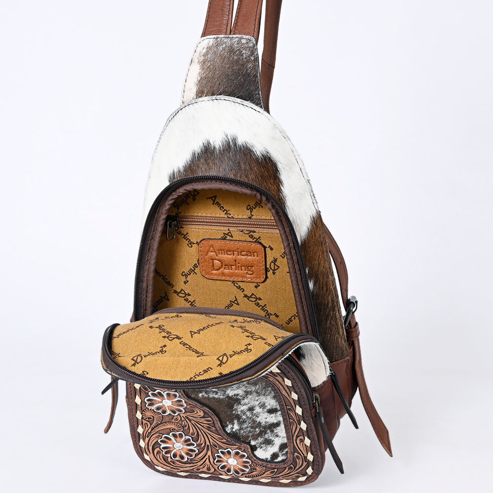 ADBG1182B American Darling Hand Tooled Hair On Genuine Leather Women Bag Western Handbag Purse
