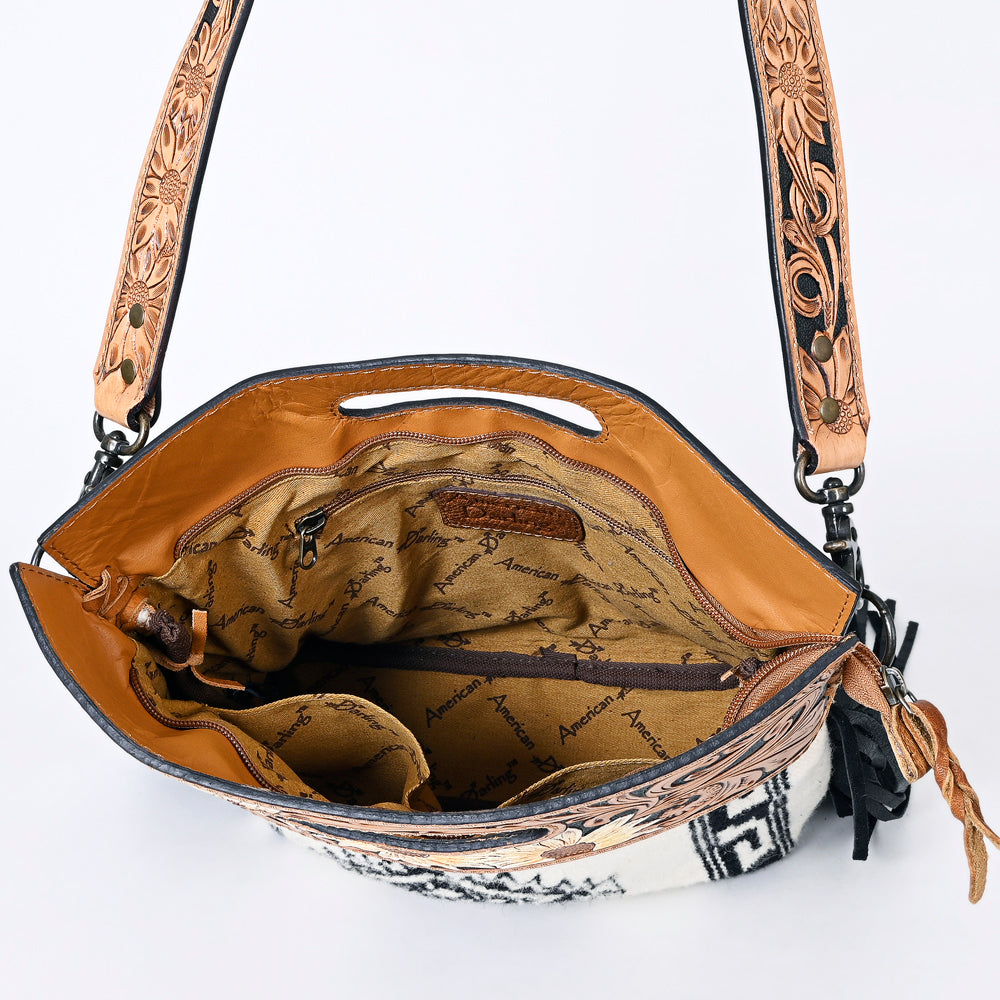 American Darling Clutch Hand Tooled Saddle Blanket Fabric Genuine Leather Western Women Bag Handbag Purse | Purses for Cute