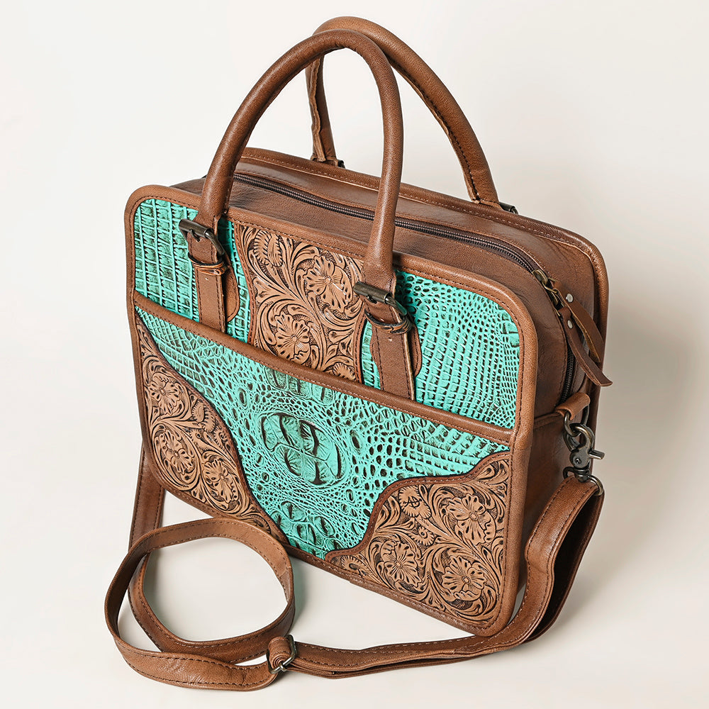 American Darling ADBG1183 Hand Tooled Crocodile Embossed Genuine Leather Women Bag Western Handbag Purse