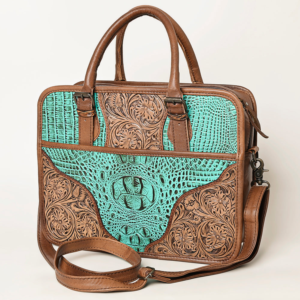 American Darling ADBG1183 Hand Tooled Crocodile Embossed Genuine Leather Women Bag Western Handbag Purse