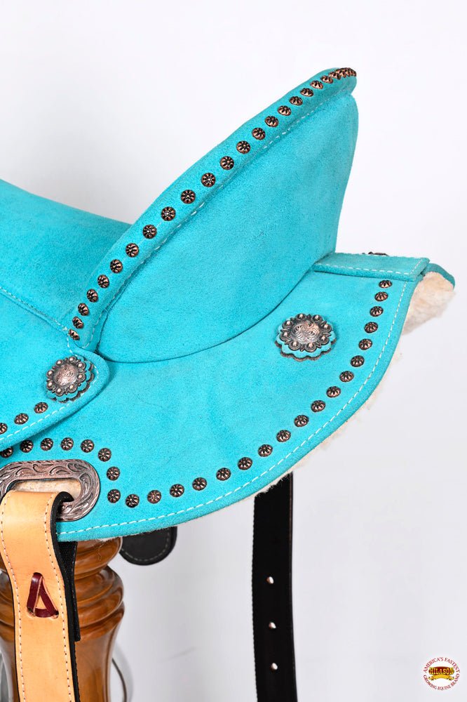 Hilason Western Horse Flex Tree Barrel Trail In Suede Leather Saddle Turquoise