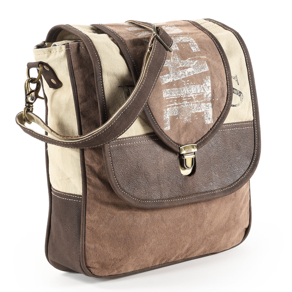 OHLAY MESSENGER Upcycled Canvas  Genuine Leather women bag western handbag purse