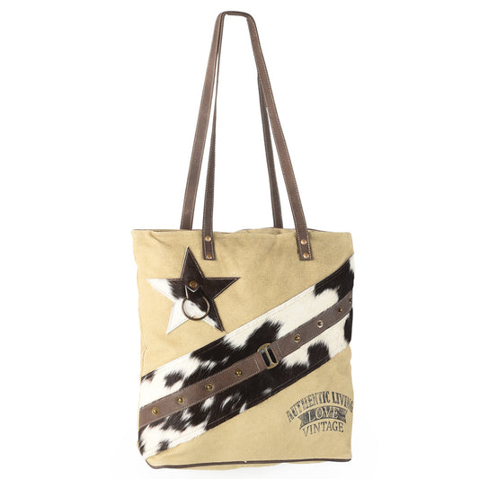 OHLAY KB578 TOTE Upcycled Canvas Hair-on Genuine Leather women bag western handbag purse