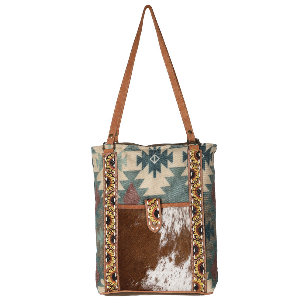 OHLAY KB606 TOTE Hand Tooled Upcycled Wool Upcycled Canvas Hair-on Genuine Leather women bag western handbag purse