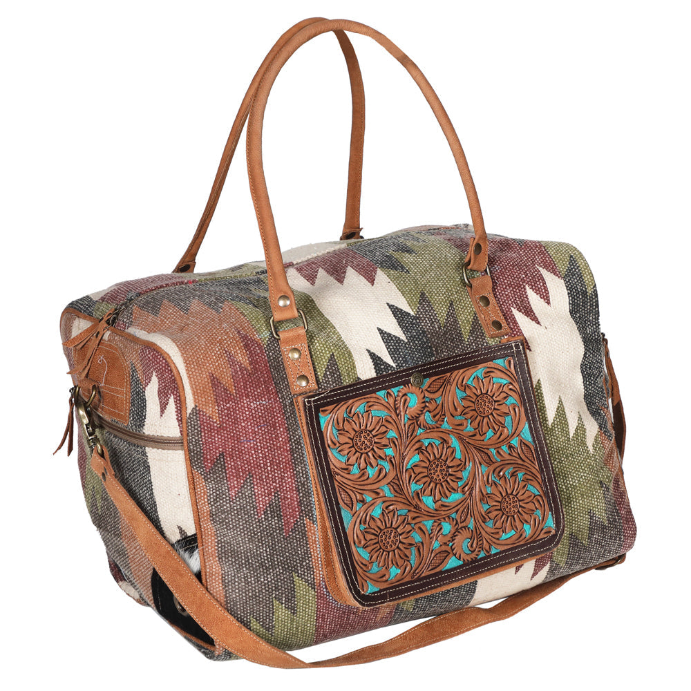 OHLAY KB690 DUFFEL Hand Tooled Upcycled Wool Hair-on Genuine Leather women bag western handbag purse