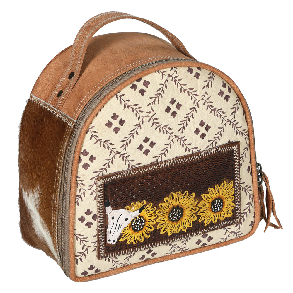 OHLAY KB696 JEWELRY CASE Hand Tooled Upcycled Canvas Hair-on Genuine Leather women bag western handbag purse