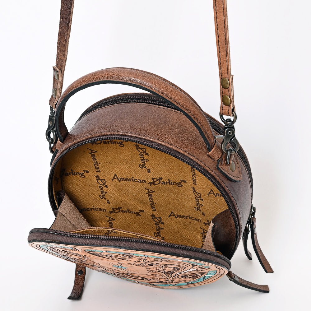 American Darling Canteen Hand Tooled Genuine Leather Women Bag Western Handbag Purse