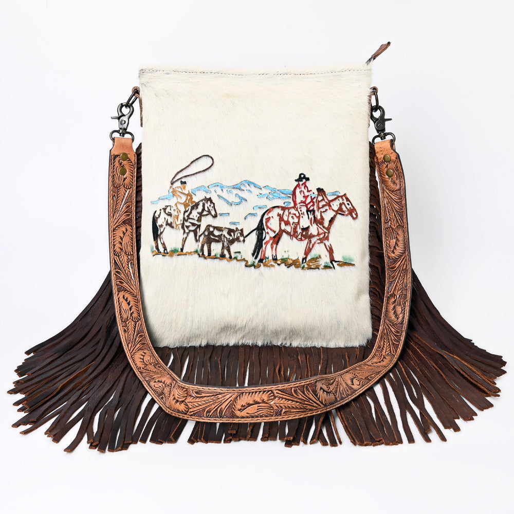 American Darling ADBGS192BY Messenger Hair-On Genuine Leather Women Bag Western Handbag Purse