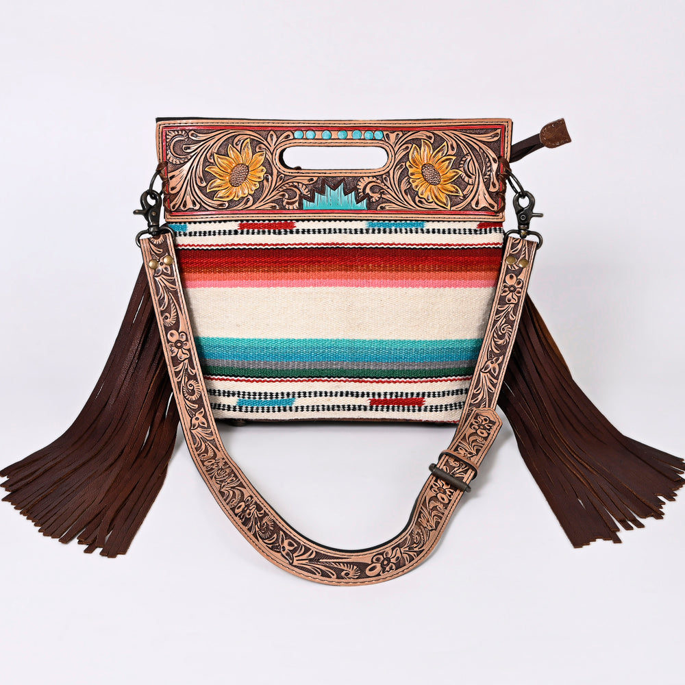 American Darling Clutch Hand Tooled Saddle Blanket Fabric Genuine Leather Western Women Bag Handbag Purse | Purses for Cute