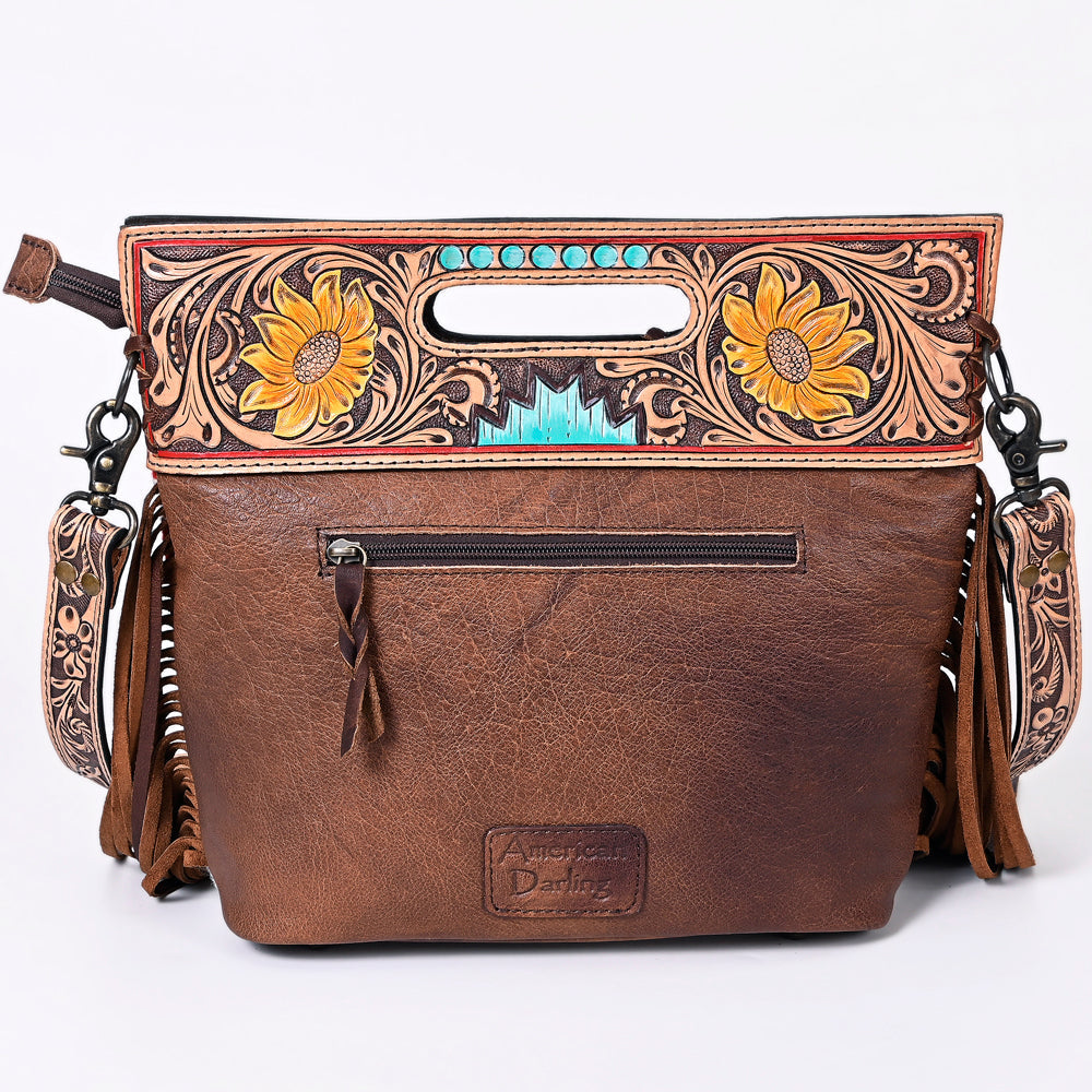 American Darling Clutch Hand Tooled Saddle Blanket Fabric Genuine Leather Western Women Bag Handbag Purse | Purses for Cute