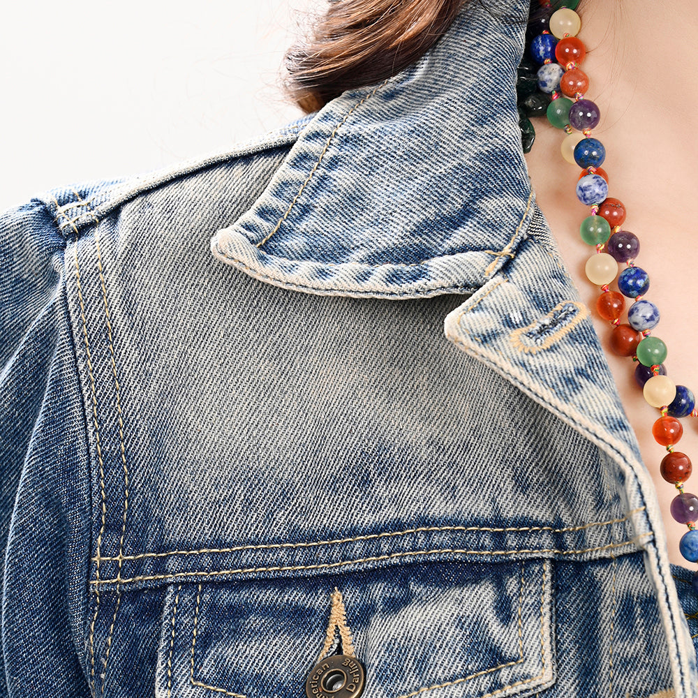 ADJKT023 Genuine leather Hand tooled hand carved Women 100% cotton Denim jacket  dress ladies girl