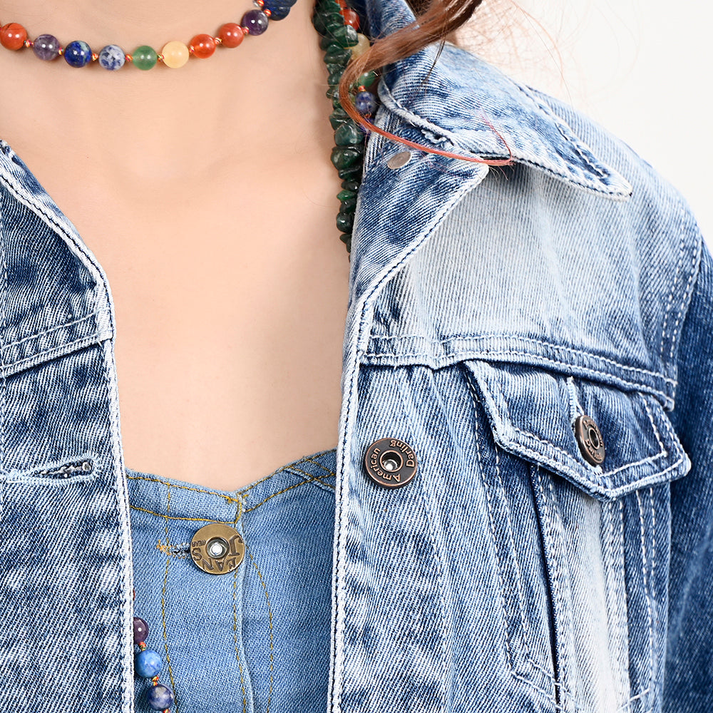 ADJKT026 Genuine leather Hand tooled hand carved Women 100% cotton Denim jacket  dress ladies girl