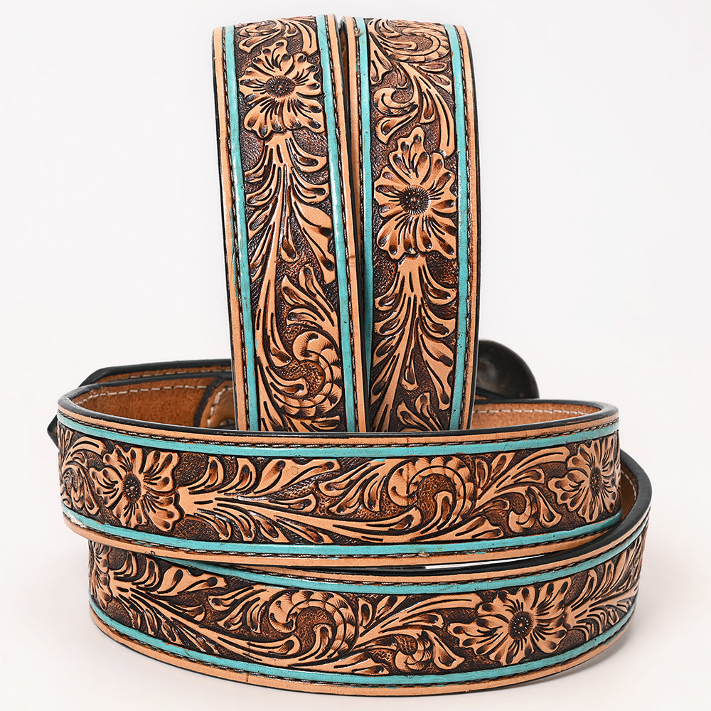 HILASON Western Genuine Leather Belt for Men Women Cowboy Cowgirl Handmade Unisex Full Grain Heavy Duty Floral Tooled Belt