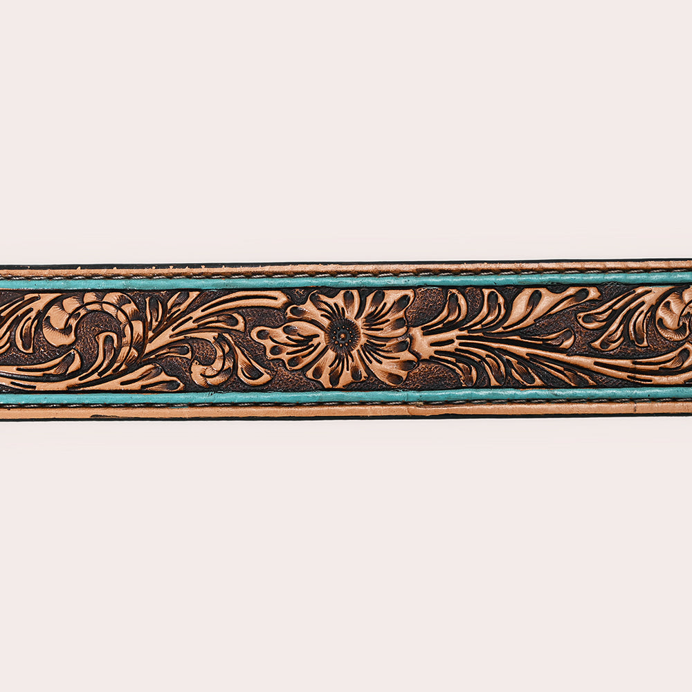 HILASON Western Genuine Leather Belt for Men Women Cowboy Cowgirl Handmade Unisex Full Grain Heavy Duty Floral Tooled Belt