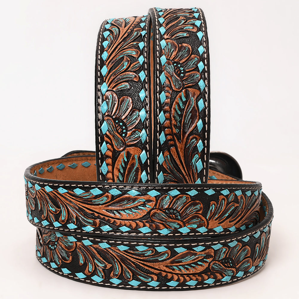 HILASON Western Genuine Leather Belt for Men Women Cowboy Cowgirl Handmade Unisex Full Grain Heavy Duty Floral Tooled Belt