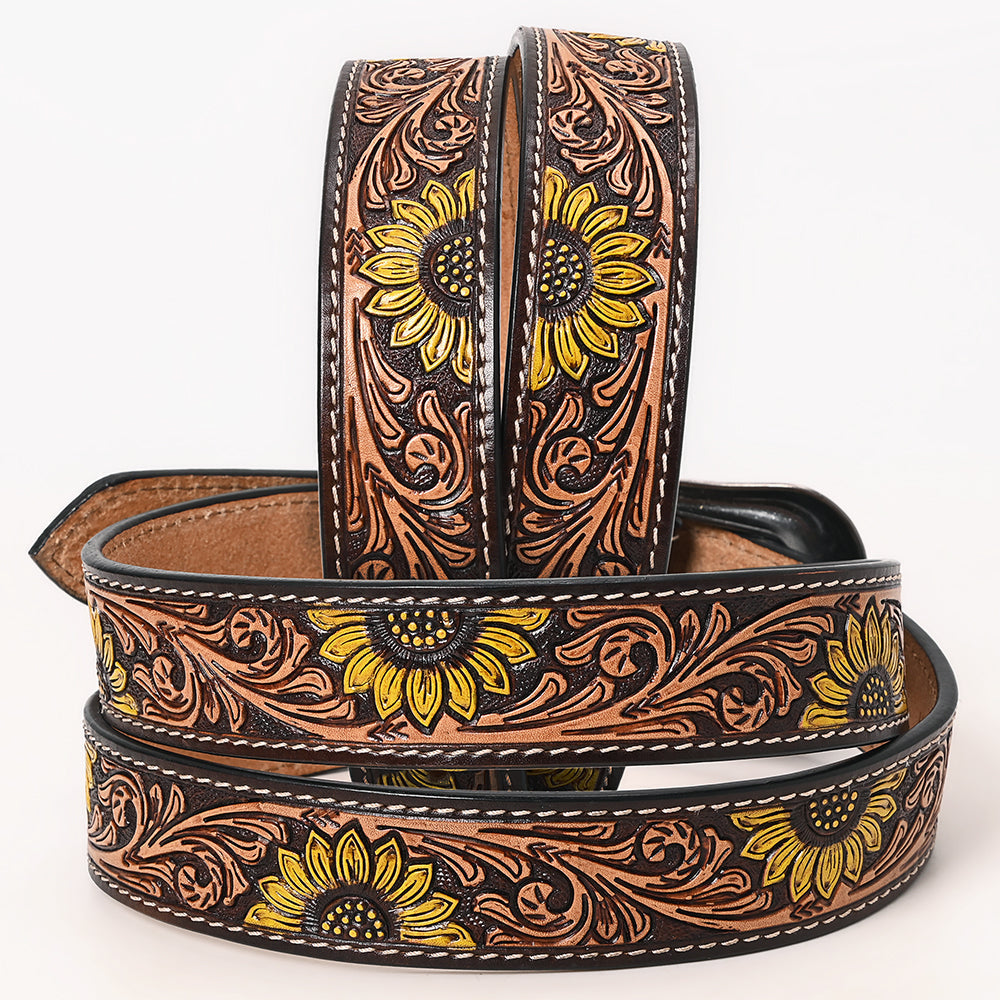 HILASON Western Genuine Leather Belt for Men Women Cowboy Cowgirl Handmade Unisex Full Grain Heavy Duty Floral Tooled Belt