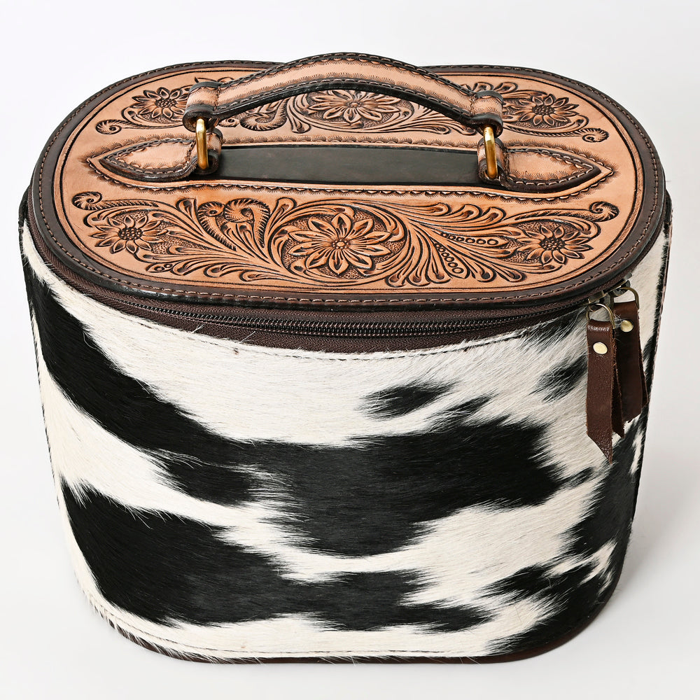 American Darling  Jewelry Case Hand Tooled Hair On Genuine Leather Western Women Bag Handbag Purse |