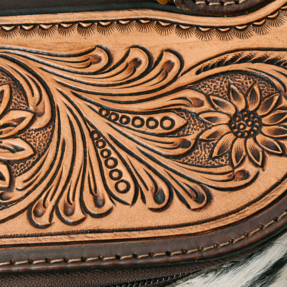 American Darling  Jewelry Case Hand Tooled Hair On Genuine Leather Western Women Bag Handbag Purse |