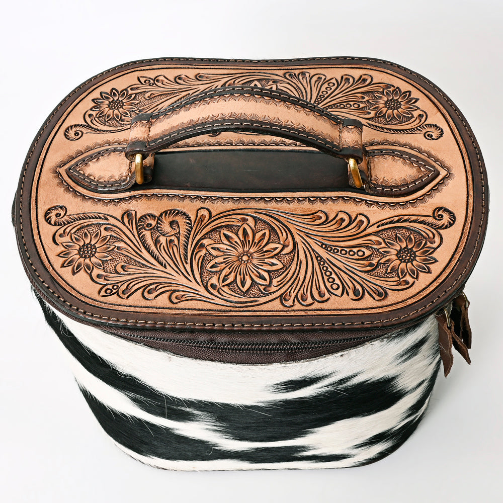 American Darling  Jewelry Case Hand Tooled Hair On Genuine Leather Western Women Bag Handbag Purse |